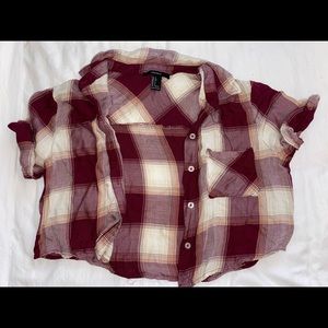 Cropped short sleeve flannel